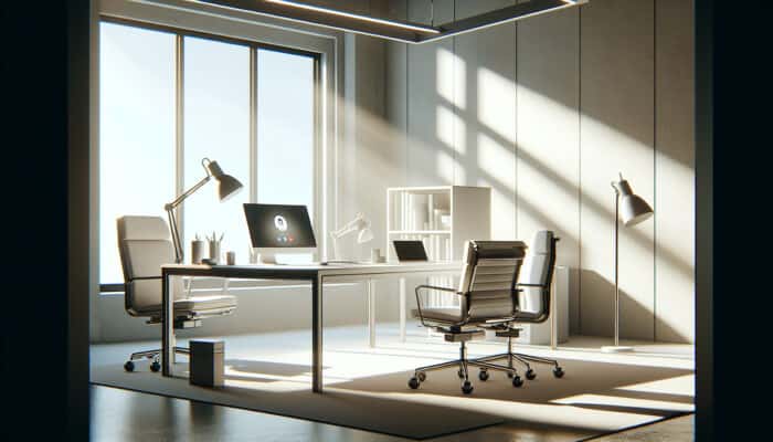 Video Call Best Practices for Human Virtual Assistants: A well-lit video call setup with natural light and soft artificial lights, quiet and professional.